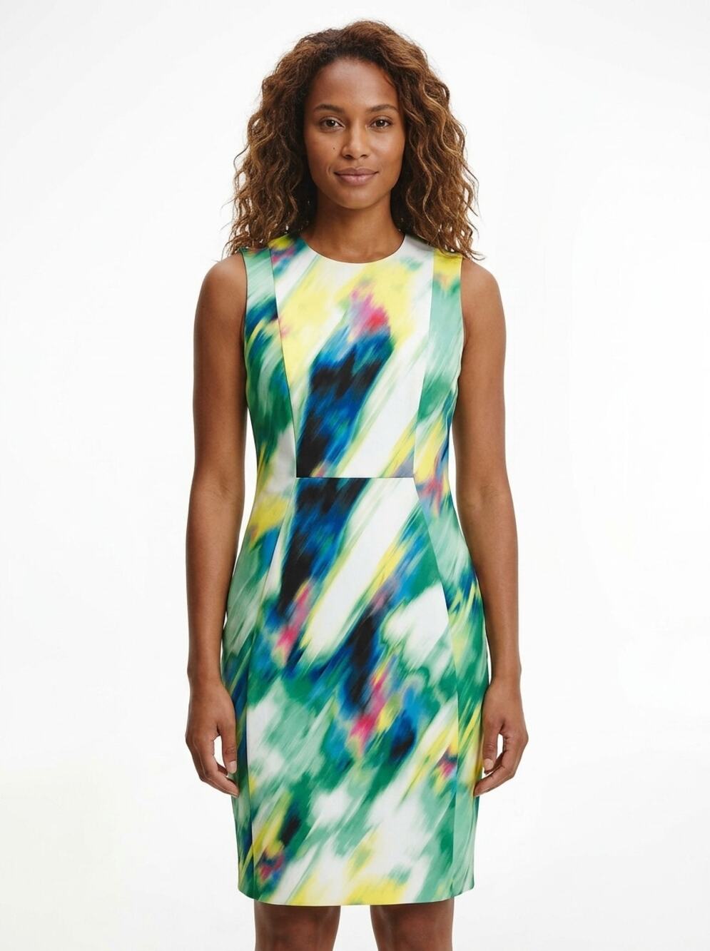 Calvin Klein Abstract Watercolor Sheath Dress Women See Measurements